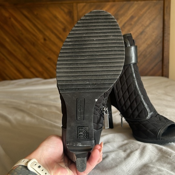 Karl Lagerfeld Black Peep Toe Booties - Picture 2 of 3